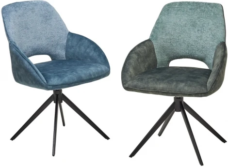 Стул BERRIES 360 град. Синий Loris-37, велюр/ темно-синий 7525-56, велюр/ черный каркас, DISAUR