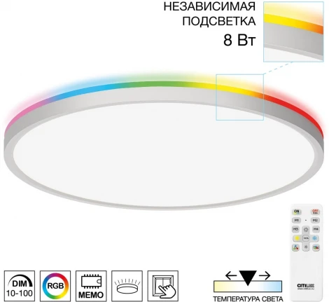 Настенно-потолочный светильник RGB светодиодный Citilux Norma CL749400 (220V, пульт управления, круглые, IP40)