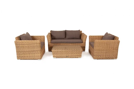 Лаунж-зона из искусственного ротанга, цвет соломенный 4SIS Капучино Сингл KSS2C2T-4-SET