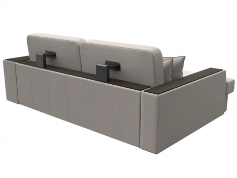 Диван угловой Брюссель левый угол (ДСП,ЛДСП/Пластик/Замша/Бежевый) Лига Диванов 128082L