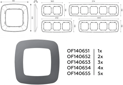 Рамка Ambrella Volt OMEGA Ecta (Антрацит серый) 1-ая OF140651