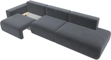 Диван прямой Лига-036 НПБ Модерн Лонг подлокотник слева (Серый/Велюр) Лига Диванов арт.121361L