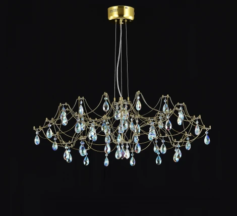 Подвесная люстра светодиодная с пультом и хрустальными подвесками K9 MyFar Ersilia MR2663-60P-50СD