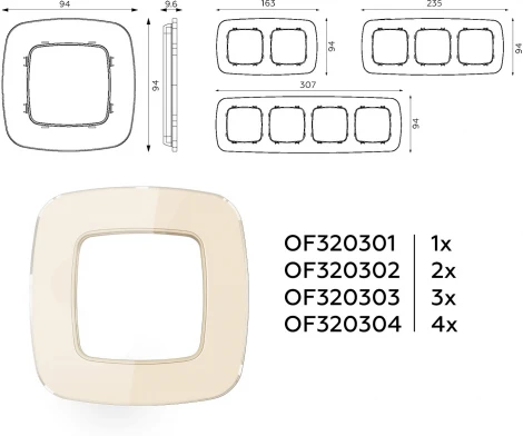 Рамка Ambrella Volt OMEGA Radian (Бежевый Стекло органическое) 3-ая OF320303