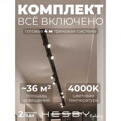 Трековая система в сборе встраиваемая однофазная 220V Hesby Lighting Skylite №3 HSBL_kompl_S003_VI4B4K