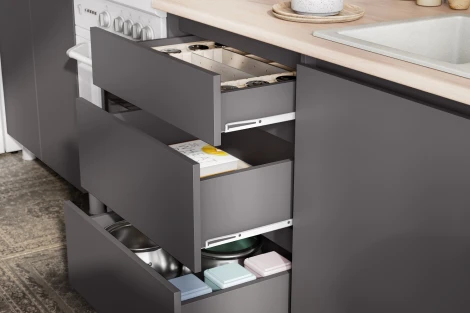 Готовая Кухня Денвер Арника 1,6 м, Графит серый, Сонома