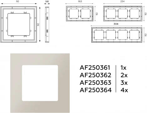 Рамка Ambrella Volt ALFA Qubi (Серо-бежевый матовый) 3-ая AF250363