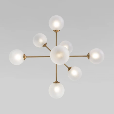 Потолочная люстра Wi-Fi на штанге Eurosvet Volver 50383 латунь (220V, управление смартфоном, голосовое управление, умный дом - Minimir Home, Алиса, Маруся, Салют, шарики)