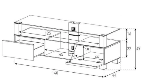Тумба под телевизор Sonorous MD 9140 B HBLK BLK