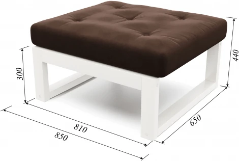 Пуф Arsko Амбер белая эмаль коричневый велюр