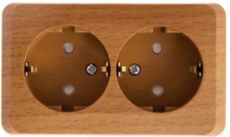 Розетка накладная двойная с заземлением и шторками (бук) Systeme Electric Этюд PA16-008T