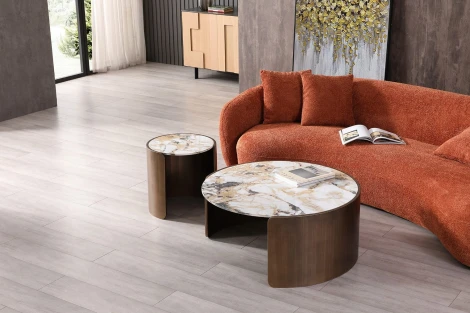 Стол журнальный ESF CT3095CL (D90) белая керамика /бронзовый/Керамика,Металл