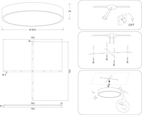 Потолочный светодиодный светильник круглый Ambrella Orbital Air Alum FV5542 (220V, круглые)