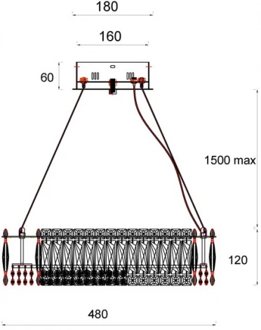 Подвесная люстра Fluorite Vetto FL1054-5P (LED, 220V, хрусталь, на тросе, круглые)