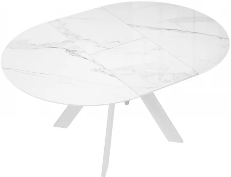 Стол DikLine SFC110 d1100 стекло Оптивайт Белый мрамор/подстолье белое/опоры белые 00-00070097