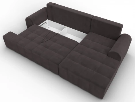 Диван угловой Лига-080 угол правый (ДСП/Пластик/Велюр/Коричневый) Лига Диванов 134749