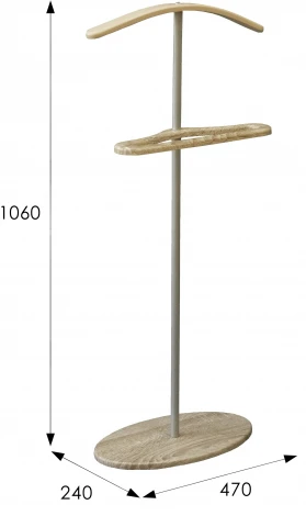 Вешалка костюмная Дэви 3 металлик/дуб сонома от фабрики Mebelik