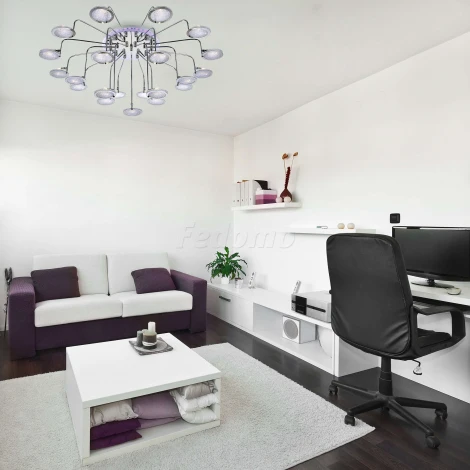 Потолочная люстра Eurosvet Spider 80109/21 хром/синий+фиолетовый