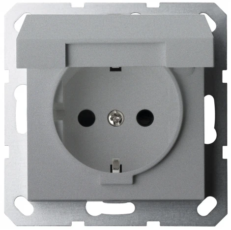 Розетка двойная с защитной крышкой и шторками (алюминий) Jasmart G-Classic G5505S