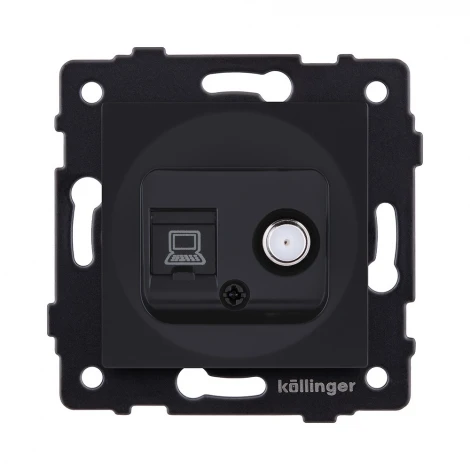 Розетка двойная спутниковая SAT + RJ45 черный матовый Kollinger REA-014BM для Aspekt, Eleganz, Reflex