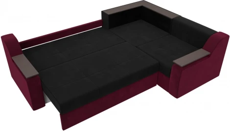 Диван угловой Кронос правый угол (Черный,Бордовый/Микровельвет) Лига Диванов арт.114630