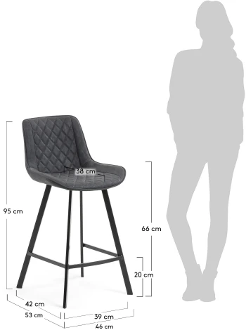 Барный стул La Forma (ex Julia Grup) Adela (Графит,Черный/ Пена,Сталь,Фанера)