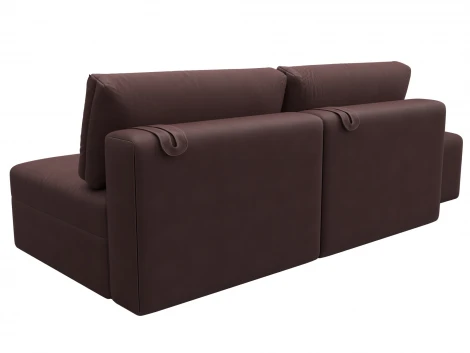 Диван прямой модульный с пуфом Лига-060 НПБ (ЛДСП,Брус,Фанера/Пластик/Замша/Бордовый) Лига Диванов 129665