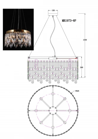 Подвесная люстра MyFar David MR1973-8P (220V, хрусталь)