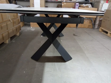 Стол ORISTANO 200 MARBLES KL-99 Белый мрамор матовый, итальянская керамика/ черный каркас М-City