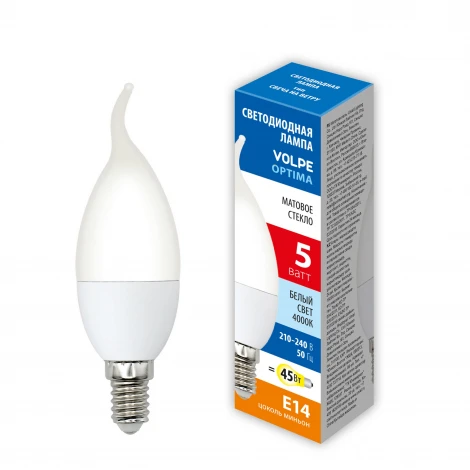 Лампочка светодиодная Volpe LED-CW37-SLS LED-CW37-5W/4000K/E14/FR/SLS