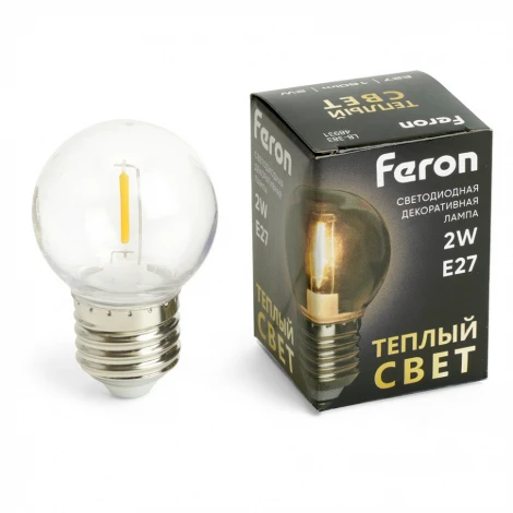 Лампа светодиодная G45 шар 2W 230V E27 2700К Feron LB-383 48931
