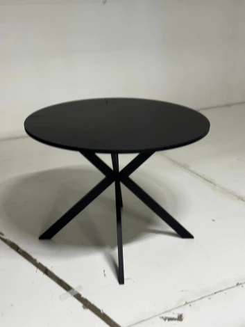 Стол ВЕГА D100 Черный, стекло/ черный каркас М-City