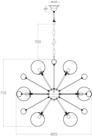 Подвесная люстра Garda Decor 20MD3503-12 (220V, на цепи, шар)