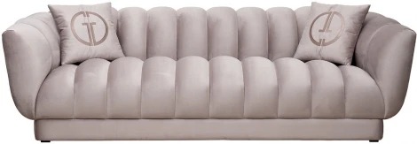 Диван Fabio трехместный велюр бежевый Colton1001-SERROS 239*95*72см, 2 подушки Garda Decor арт.FABIO-3-2K-Colt1001