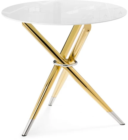 Стеклянный стол Woodville Rock 80х75 white / gold 15550