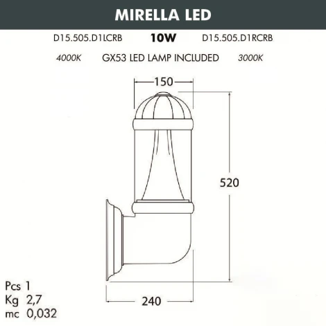 Настенный фонарь уличный Fumagalli Sauro D15.505.000.LXD1L.CRB (220V, круглые, IP55)