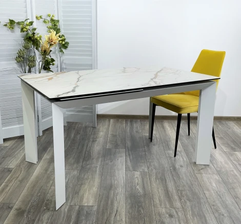 Обеденный стол M-City CREMONA 160 KL-188 Контрастный мрамор / белый каркас