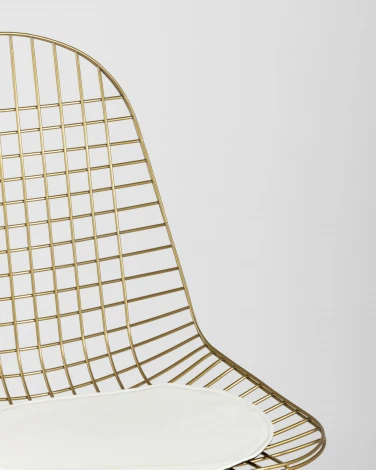 Стул обеденный Eiffel золотой с белой подушкой УТ000004228