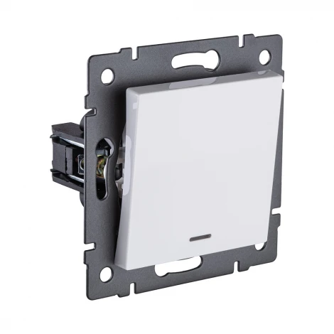 Выключатель 1-клавишный проходной 10А/250В с LED подсветкой, белый Kollinger REA-S-004WH для Aspekt, Eleganz, Reflex