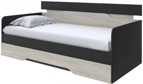 Без бренда Кровать-Софа Milton (ЛДСП Черный/Ясень Шимо Светлый) 90x190