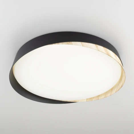 Потолочный светильник RGB круглый Citilux Bonny CL754351G Черный+Клен LED с пультом (220V, круглые)