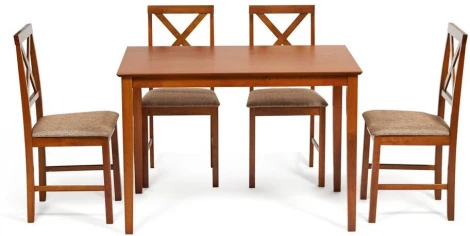 Обеденный комплект эконом Хадсон (стол + 4 стула)/ Hudson Dining Set Espresso (дерево гевея/мдф)