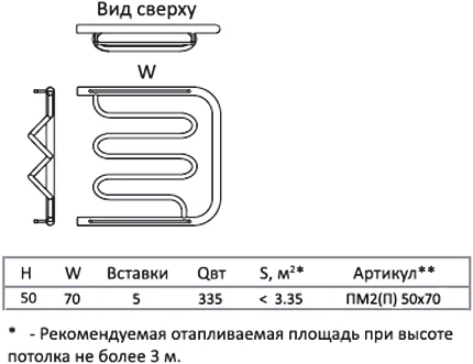 Полотенцесушитель водяной Тругор ПМ тип 2П 50x70, 1"