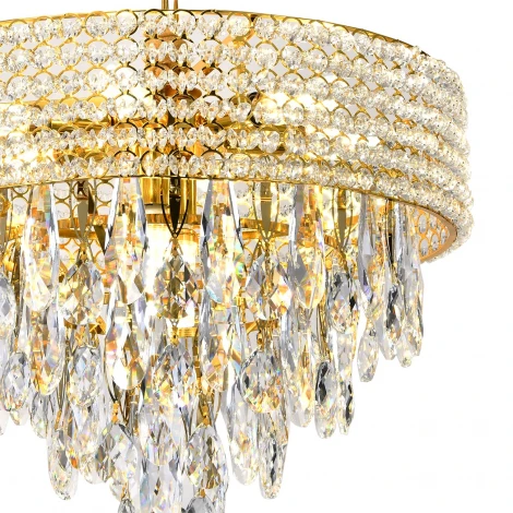 Подвесная люстра с хрустальными подвесками на цепи 140009/8P E14*40W Gold Escada Erawan ES0000014 (220V)