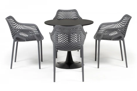 "Беллини" обеденная группа на 4 персоны, цвет темно-серый 4SIS ВC2T-3-SET