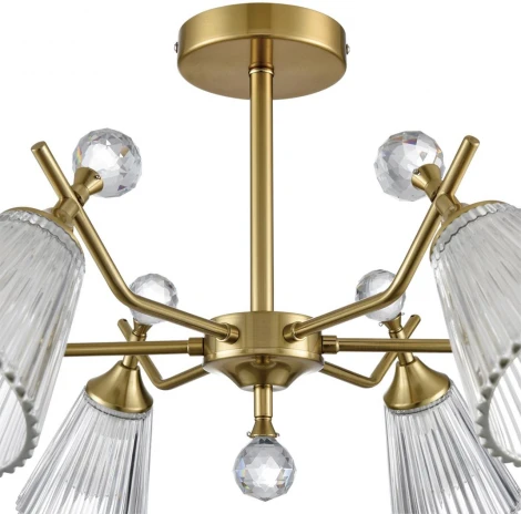 Потолочная люстра на штанге Lumion Aurica 8046/6C латунь/прозрачное стекло Е14 6*40W 220V