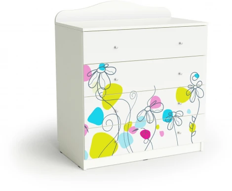 Комод "Цветы", Белый, МАМА