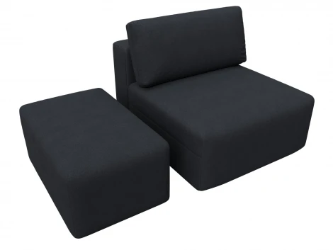 Модули диван и пуф Лига-060 НПБ (ЛДСП,Брус,Фанера,Замша/Темно-серый) Лига Диванов 129597