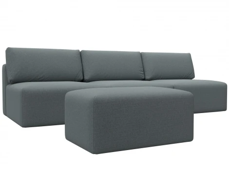 Диван прямой модульный с пуфом Лига-060 НПБ Лонг (ЛДСП,Брус,Фанера/Пластик/Рогожка/Серый) Лига Диванов 129710