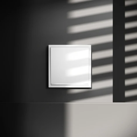 Проходной переключатель одноклавишный с подсветкой (белый глянцевый) Voltum S70 VLS010401